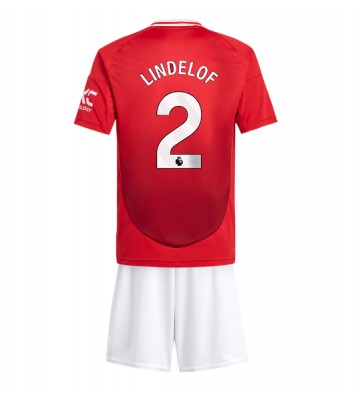 Manchester United Victor Lindelof #2 Hemmatröja Barn 2024-25 Kortärmad (+ Korta byxor)